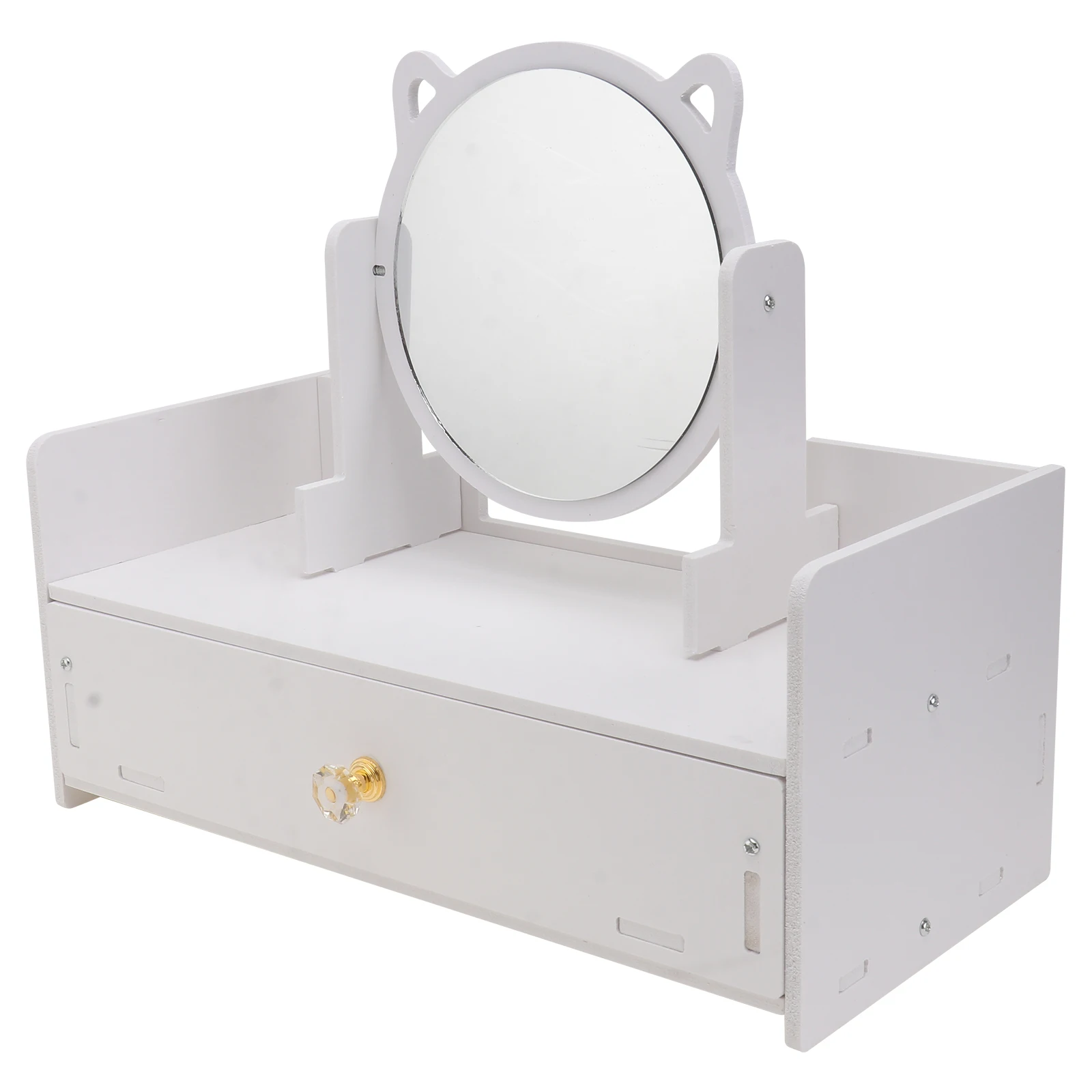 

Mirror Storage Box Vanity Desk Organizer Makeup Drawer Holder Small Countertop Organizers Wood Travel Case