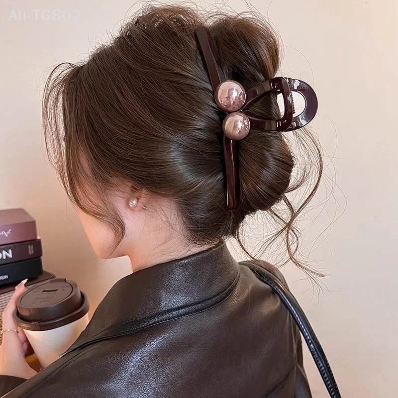 Elegante Perlen-Haarklammer für Frauen und Mädchen, einfache große Haarklammer, trendige Kunststoff-Haarspange, modische, vielseitige Haar-Accessoires, Geschenke