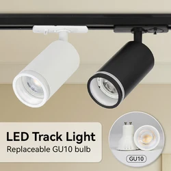 Luz de pista LED para tienda de ropa, foco de riel de enfoque GU10, accesorio de diseño de bombilla DIY, tienda, hogar, cocina, fuente de lámpara, foco de carril