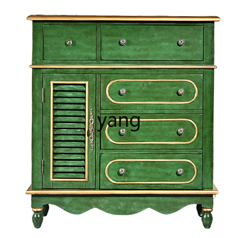 LMM American dining side wine cabinet integrated kitchen cupboard living room storage solid wood storage multi-function