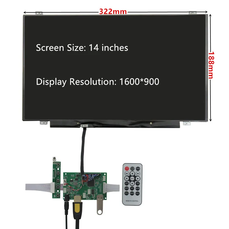 14 Inch DIY LCD Display Screen Driver Control Board U Disk HDMI-Compatible For Raspberry Banana Pi Mini PC Monitor