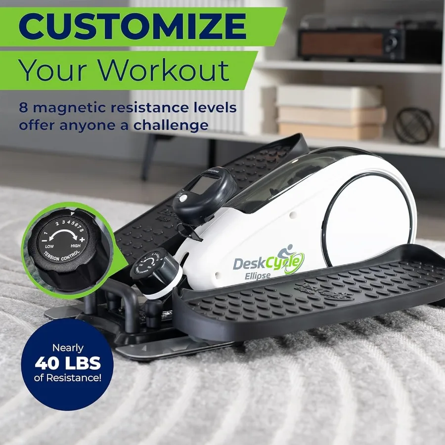 Compact Under Desk Exercise Equipment for Office Use: Under Desk Elliptical Machine and Foot Pedal Exerciser Designed for Conti