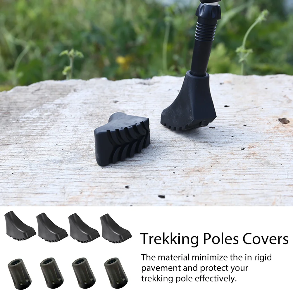 8 Pcs Trekking Pole Pads Thickened Tip Covers Anti-skid Crutch Foot Protectors Non-slip Walking Sticks Feet Plastic Poles