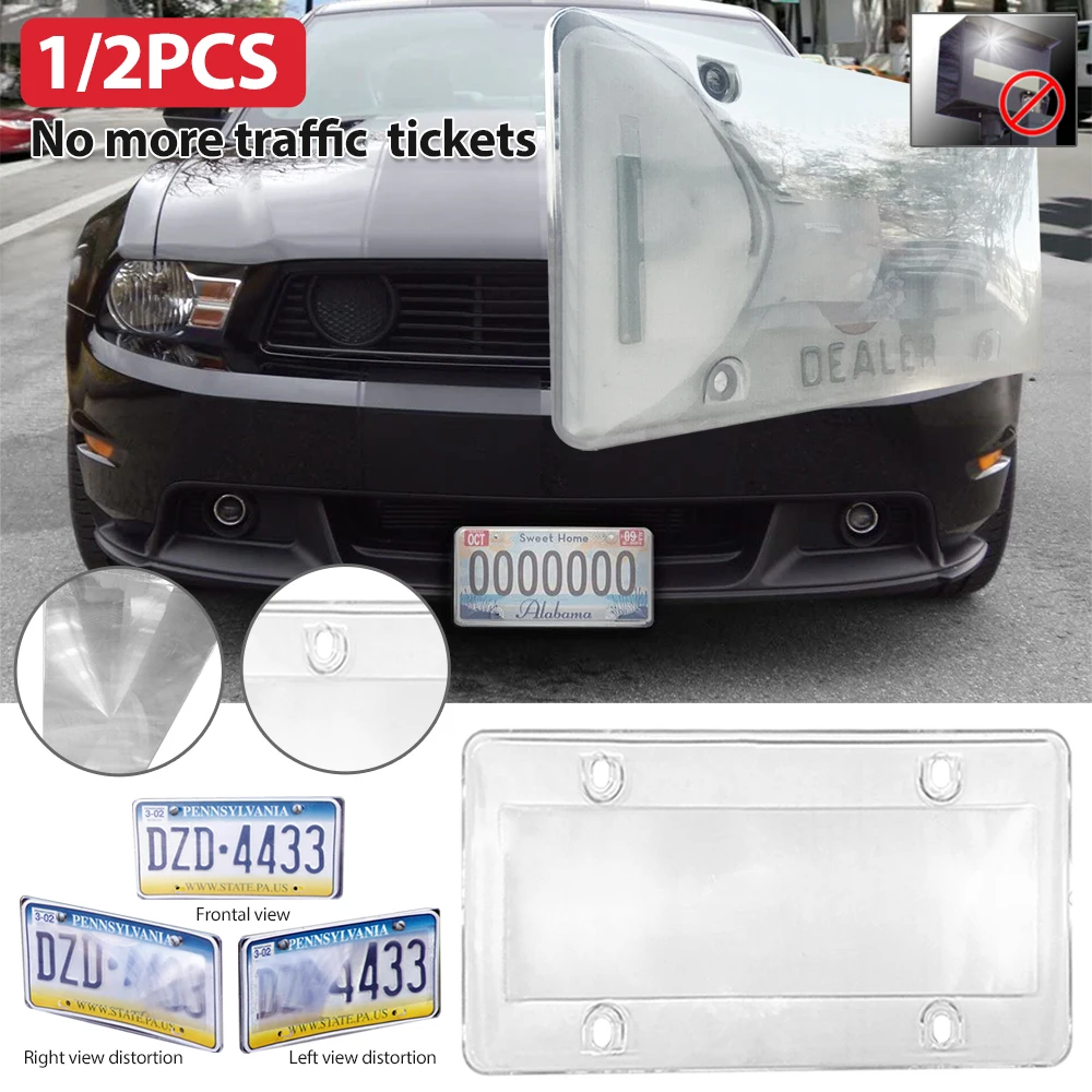 License Plate Cover Plastic License Plate Frame Unbreakable Shield Holder Clear for 6"X12" License Plates