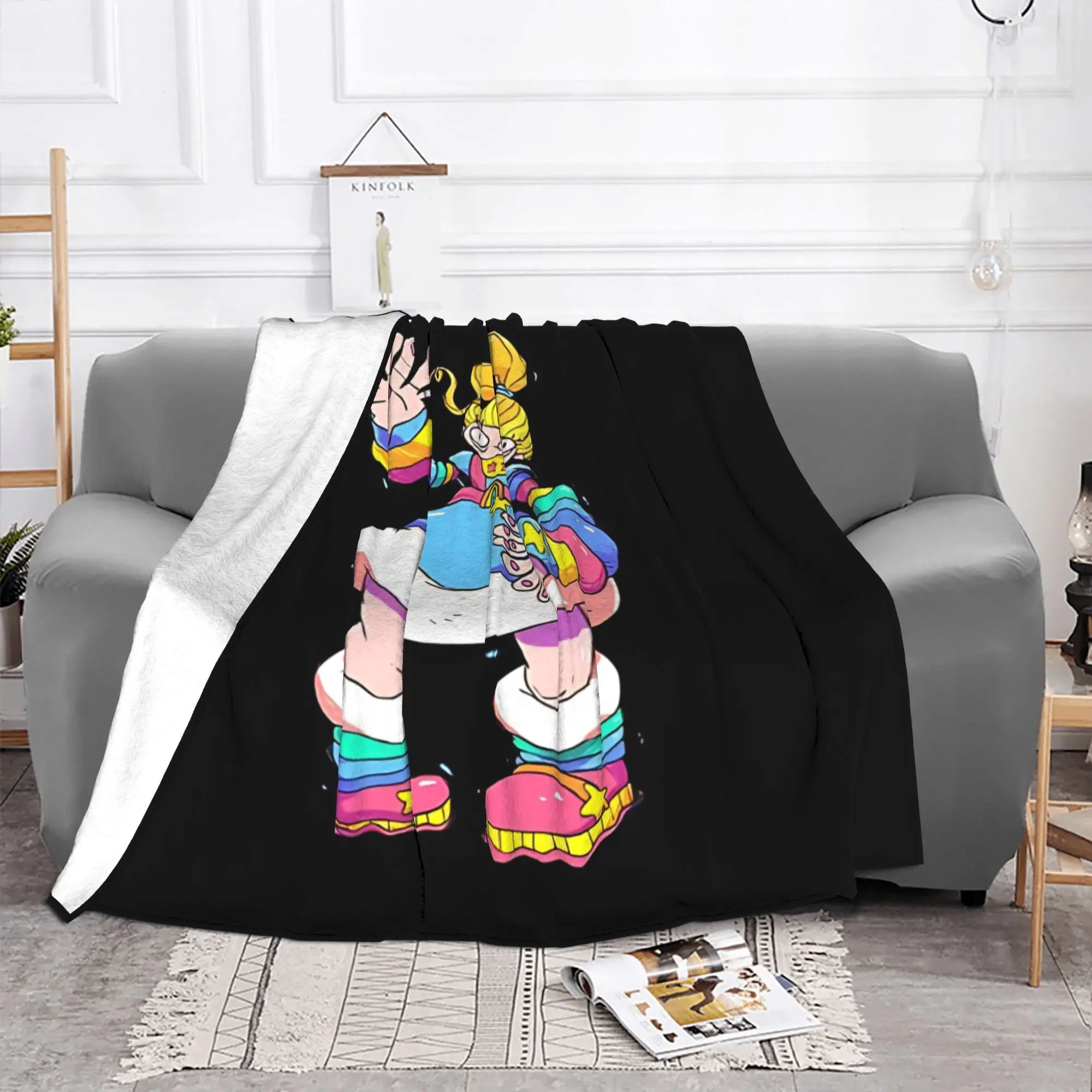 1PC Home Cute Room Decor vintage rainbow girl Blanket Throw Blanket R-Rainbow Brite Novelty Warm Blanket All Season