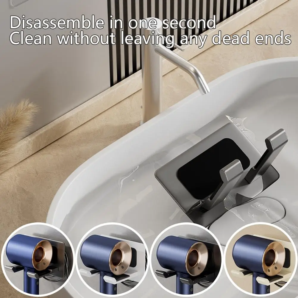 1PCS Hair Dryer Holder Wall Mounted Hair Straightener Nail-free Dryer Bathroom Support Organizer Storage Hair Shelf Stand U2N8