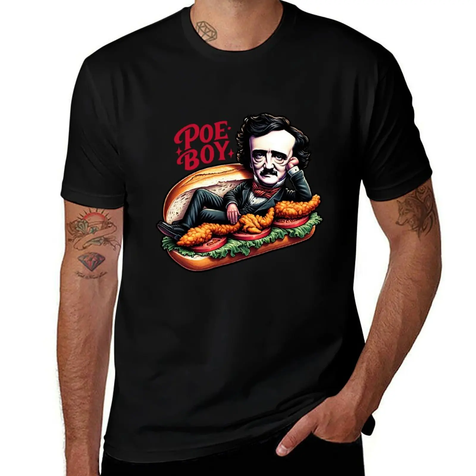 

Edgar Allan Poe Funny Poe Boy Sandwich T-Shirt Lightweight Print T-Shirt