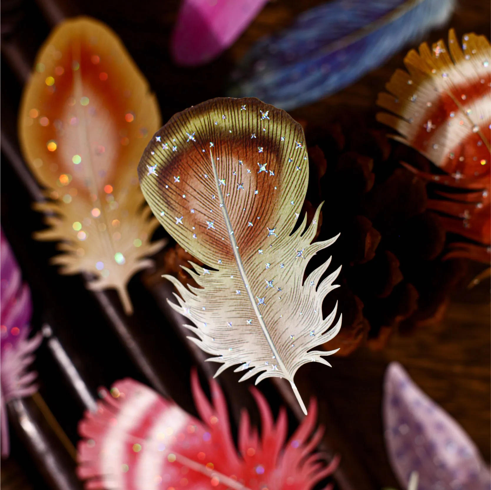 10pcs Kawaii Stationery Stickers feather Junk Journal Planner Decorative Sticker Scrapbooking
