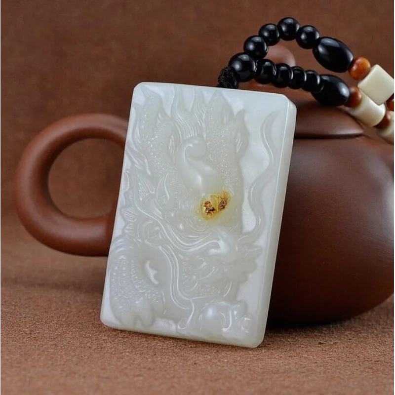 , Hotan pendants, pendant pieces, natural , white ,-shaped jade with skin,
