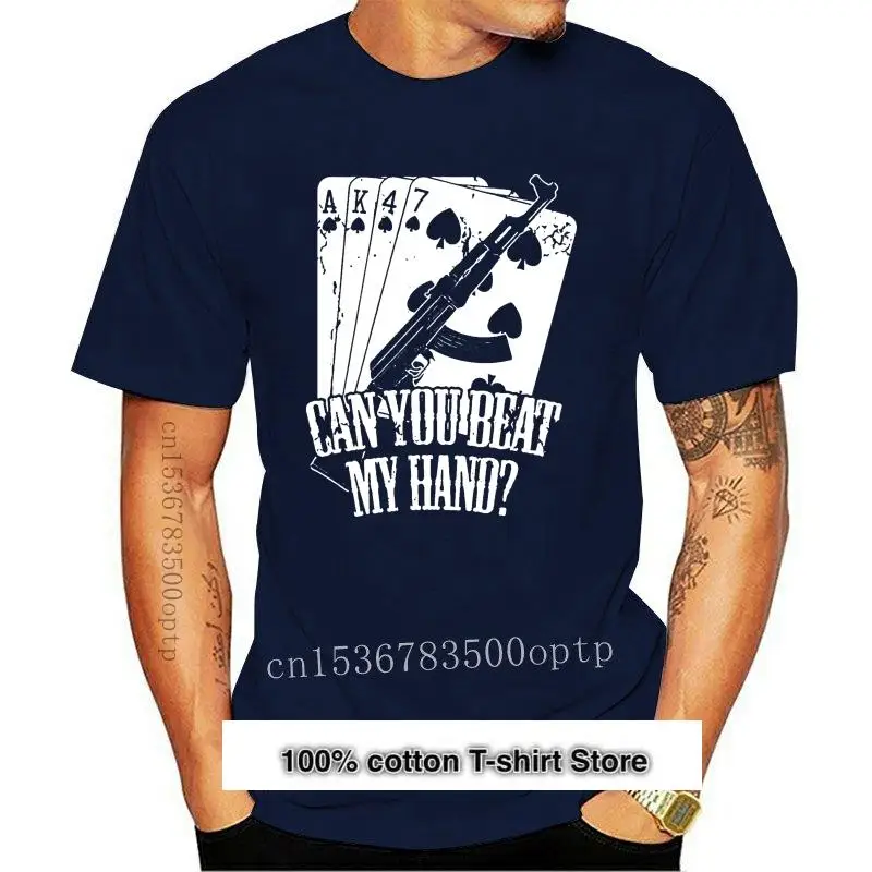 Camiseta de Ak-47 con letras Kalashnikov, juego de cartas de mano, Texas Ak47, pistola rusa, novedad de 2024