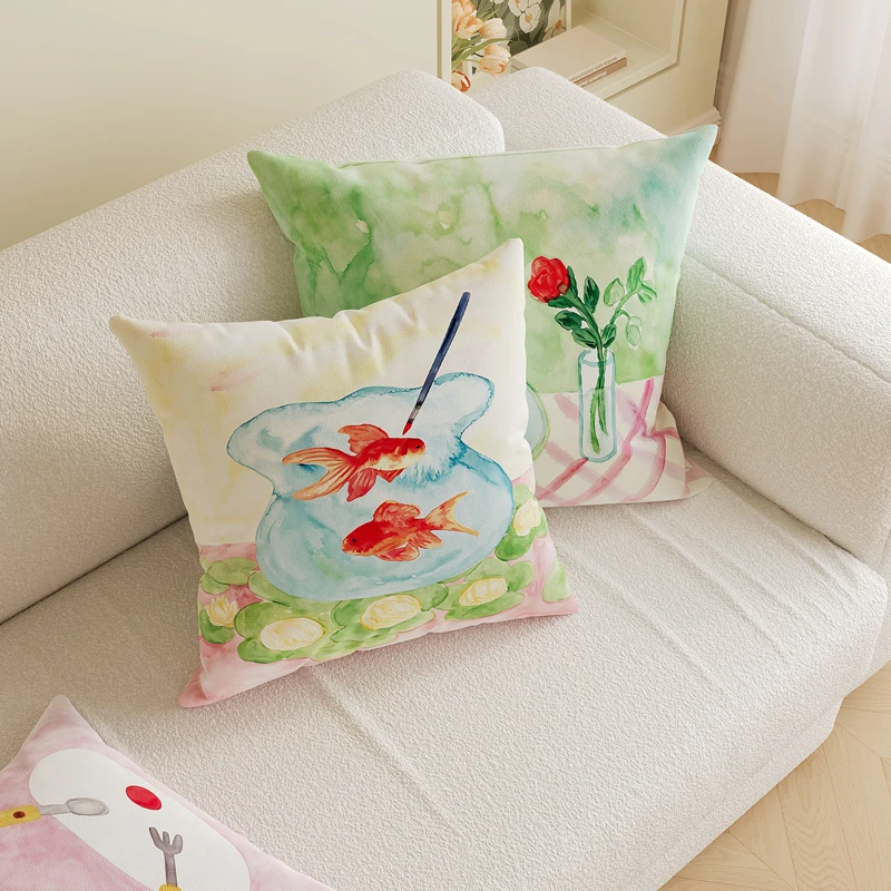 Simple Modern Creamy Style Office Chair Backrest Pillow Home Living Room Sofa Bedroom Pillow Back Cushion with Core Pillow Case