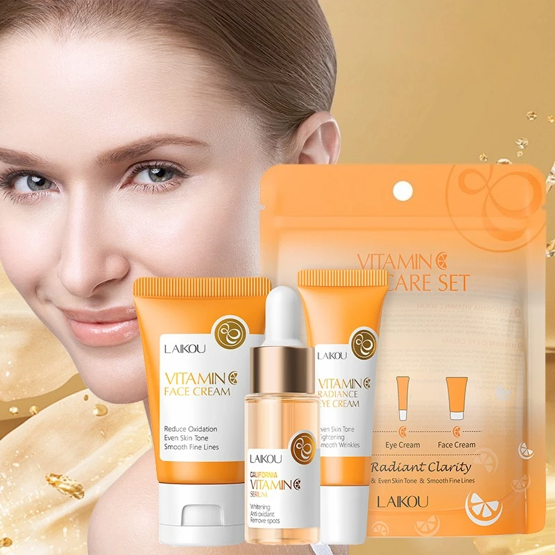 

LAIKOU Vitamin C Skin Care Set Face Cream Essence Eye Cream Moisturizing Facial Care Set