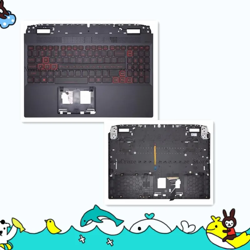 

6B.QFJN2.001 New For Nitro 5 AN515-58 Palmrest w/ Backlit Keyboard Red Keys 6B.QFJN2.001