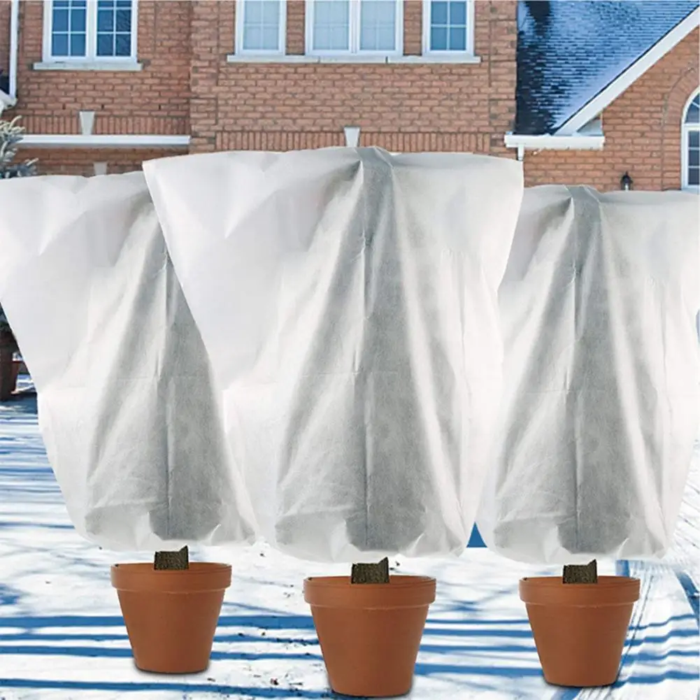 Plant Cover Winter Warm Cover Tree Shrub Drawstring Winter Frost Cover Non Woven Fabric Warm Plant Protection Cover Bag