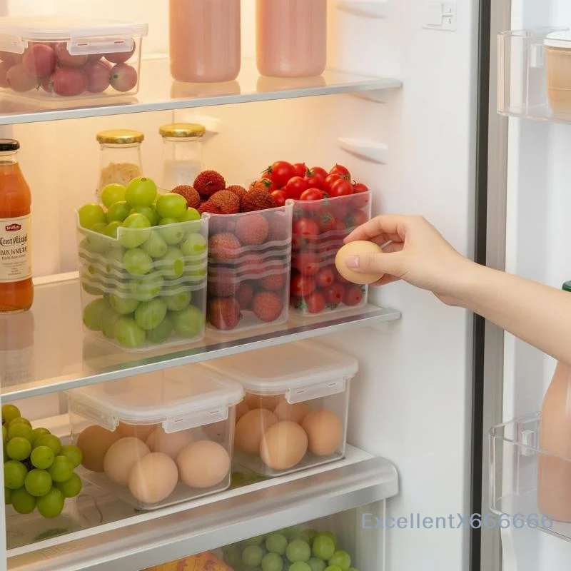 1Pc Refrigerator Side Door Storage Box Stackable Clear Fridge Organizer for Small Fridge Condiment Vegetable Fruit Storage