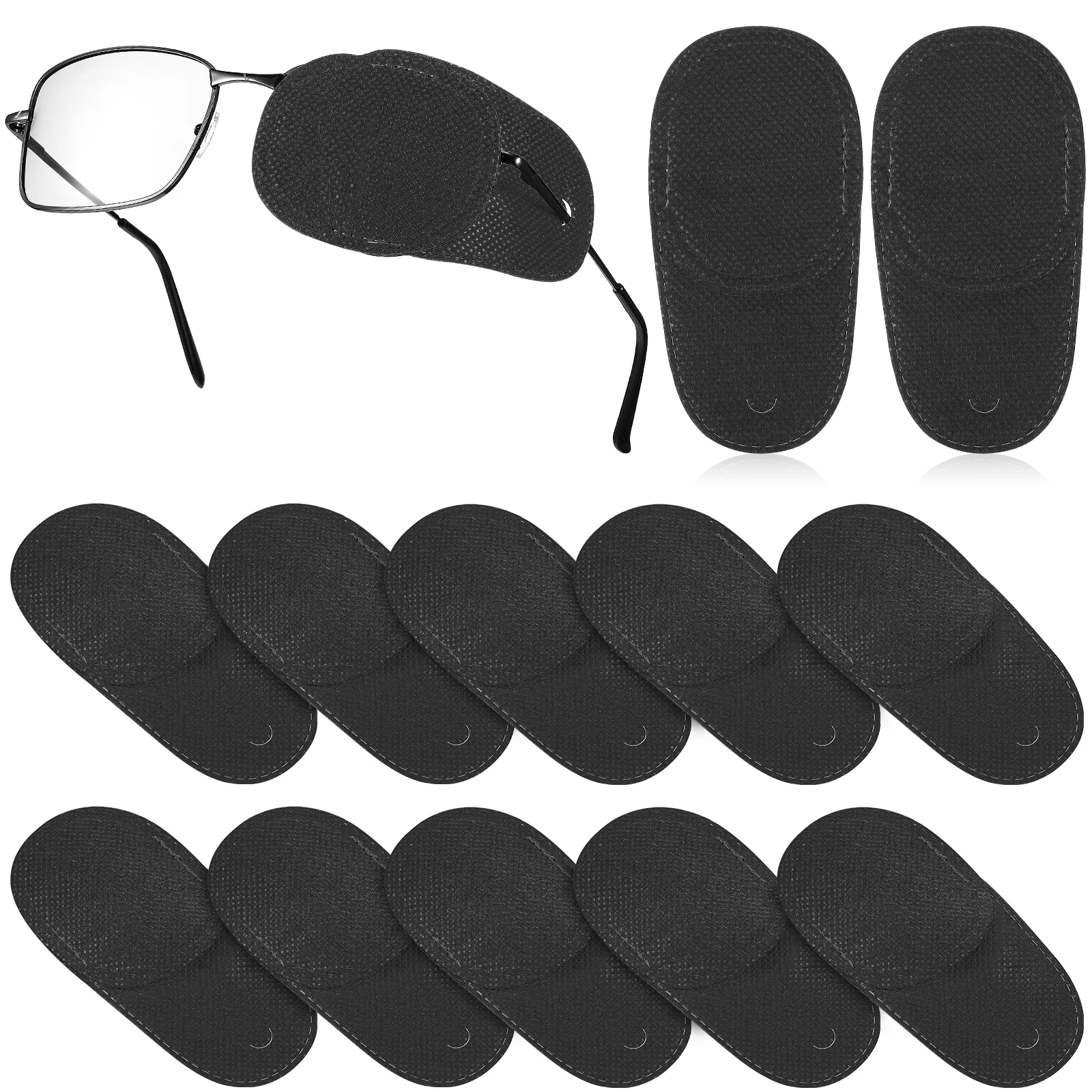 

12 Pcs Black Medium Eye Patches for Glasses Amblyopia Kids Lazy Eye Cloth Eyepatch Non Woven Fabric Suitable Travel Home