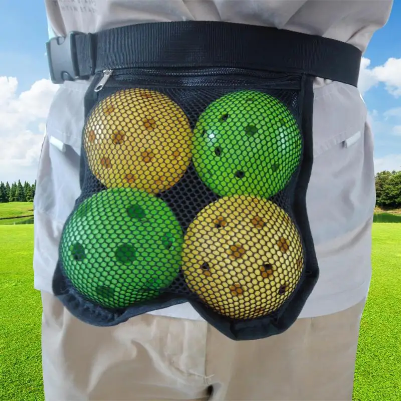 Pickleball Waist Pouch Holder Sweatproof Oxford Cloth Ball Bag In Mesh Design Adjustable Portable Waist Hip Bag Multifunctional