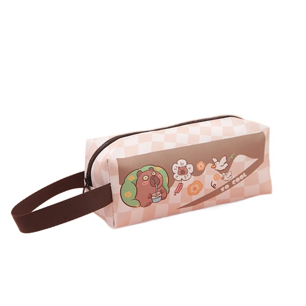 Capybara Student Pencil Bag Large Capacity PU Stationery Storage Box Cute Cartoon Pen Bag Student Gifts School Supplies