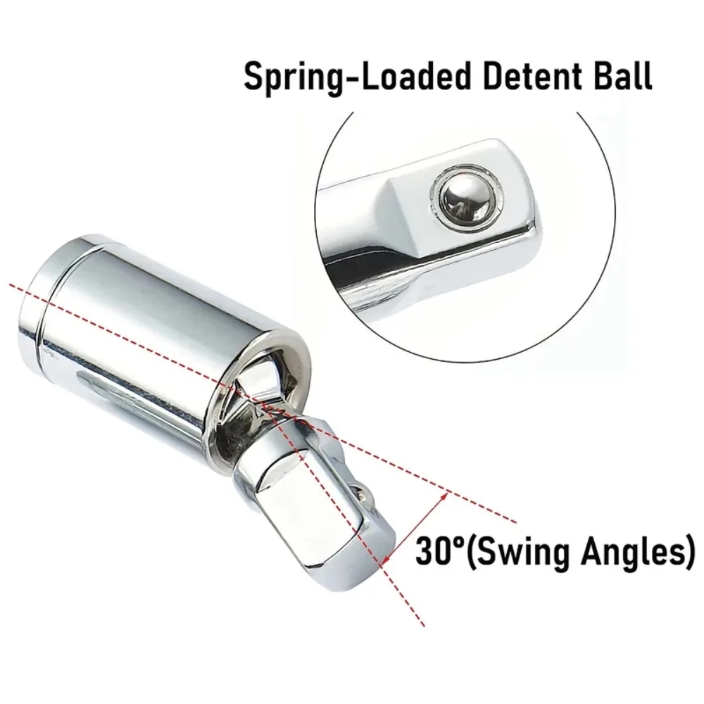 1/4" 3/8" 1/2" Universal Joint Set 360 Deg Rotary Head Ratchet Angle Extension Bar Socket Adapter Bendable Adapter Socket Tools image 3