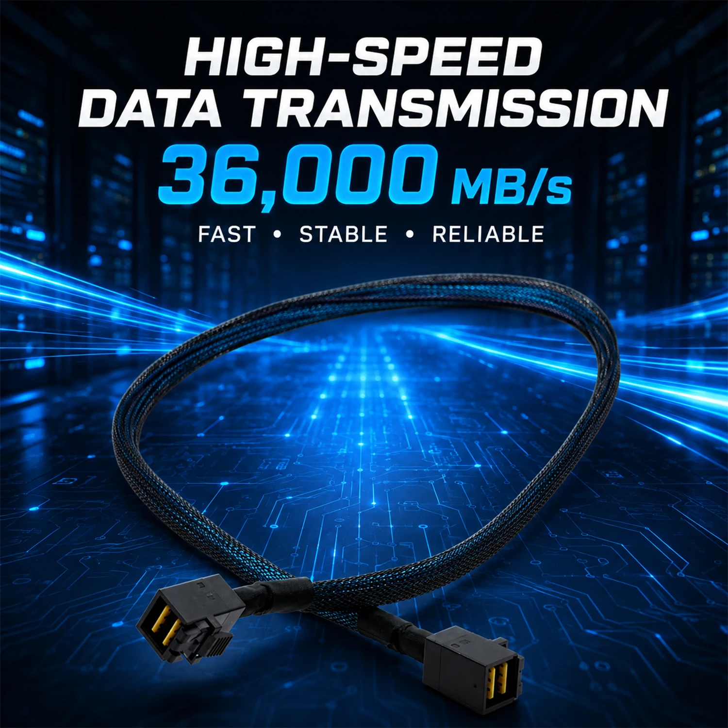 SFF-8643 to SFF-8643 36Pin Mini SAS HD Cable 70cm Copper Core Internal Server Data Lead for RAID HBA SAS Backplane