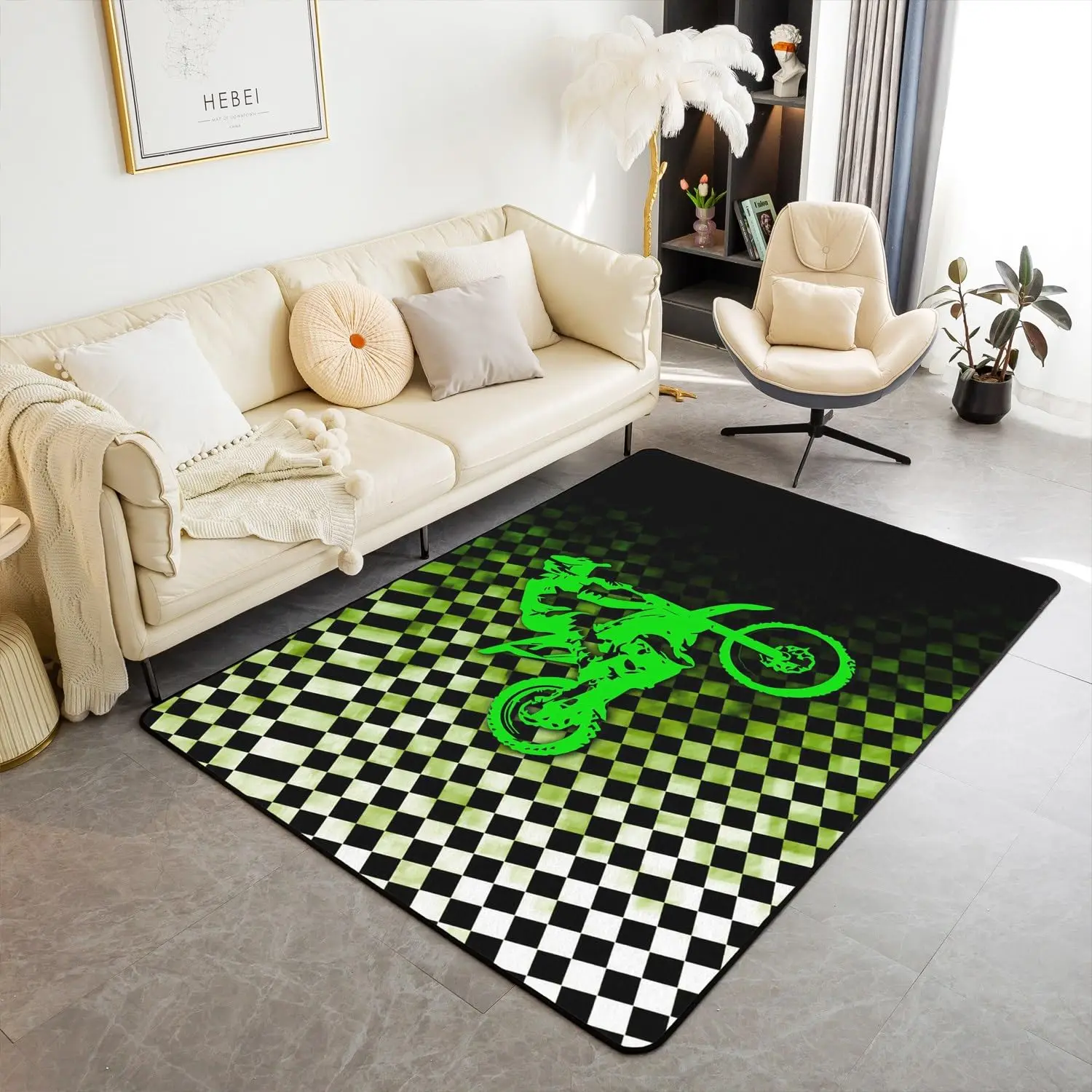 Retro Motorcycle Area Rug Carpet Moto Fans Non-slip Large Door Step Mat Bathmat for Living Room Bedroom Entrance Home Decoration