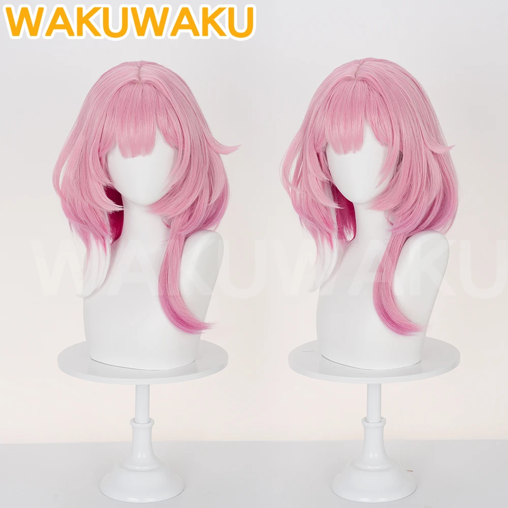 Peluca de Cyrene juego Honkai: peluca de Cosplay de Star Rail WakuWaku HSR mujeres 40cm pelo rosa Cyrene Amphoreus Cosplay gorro de peluca gratis