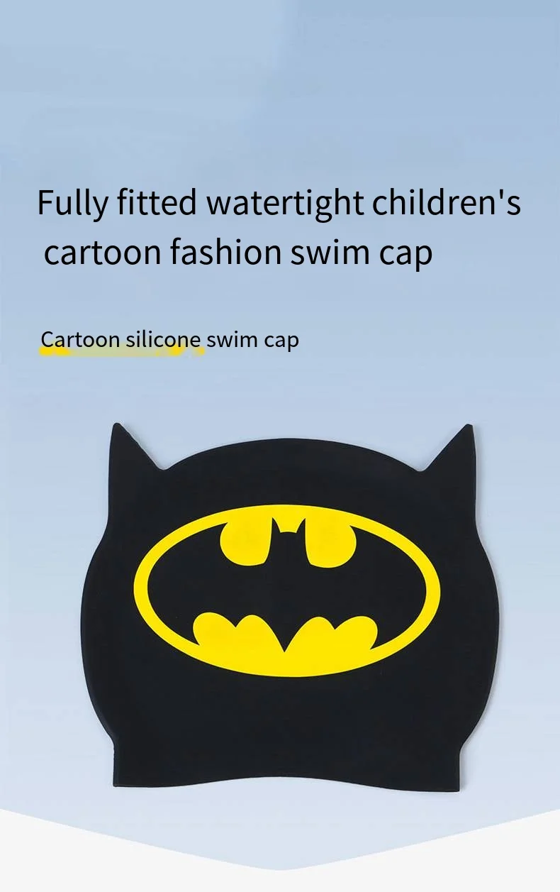 Children\'s Fashion Cartoon Silicone Swimming Cap,Outdoor Professional Swimming Cap Long Hair Waterproof Not Strangling Head