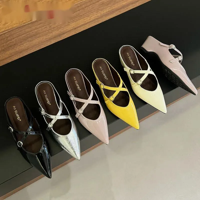 

Модные женские шлепанцы на каблуке с острым носком, сандалии, женская обувь, новинка лета и весны, женские шлепанцы на каблуке, шлепанцы, туфли-лодочки