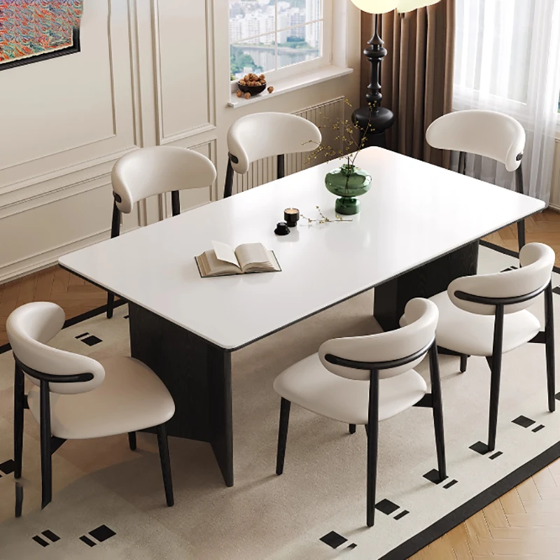 

Nordic White Modern Dining Table Vintage Decor Rectangular Kitcjen Dining Table Space Saving Mesa Comedor Furniture For Home