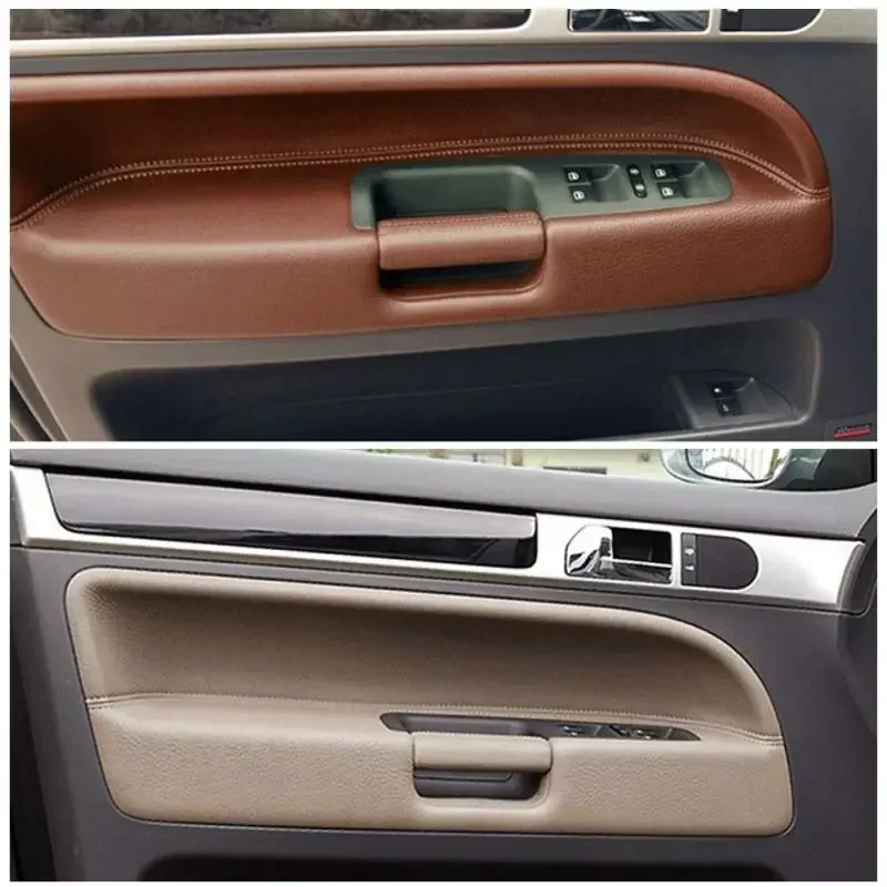 For VW Volkswagen Touareg 2003-2010 Car Interior Driver Side Door Pull Handle Leather Cover Replacement Accessories