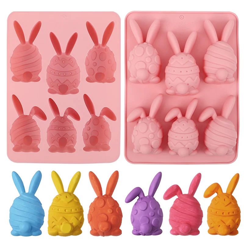 Easter Bunny Design Silicone Chocolate Molds Cake Moulds Surprise 3D Rabbit Silicone Bakeware For Baking Easter Day Dessert