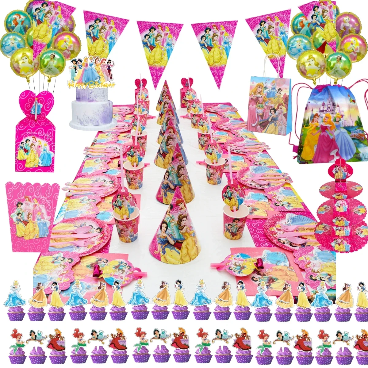 

Disney Princess Six Birthday Party Decoration Snow White Celebration Party Balloon Disposable Tableware Plate Baby Shower Toy