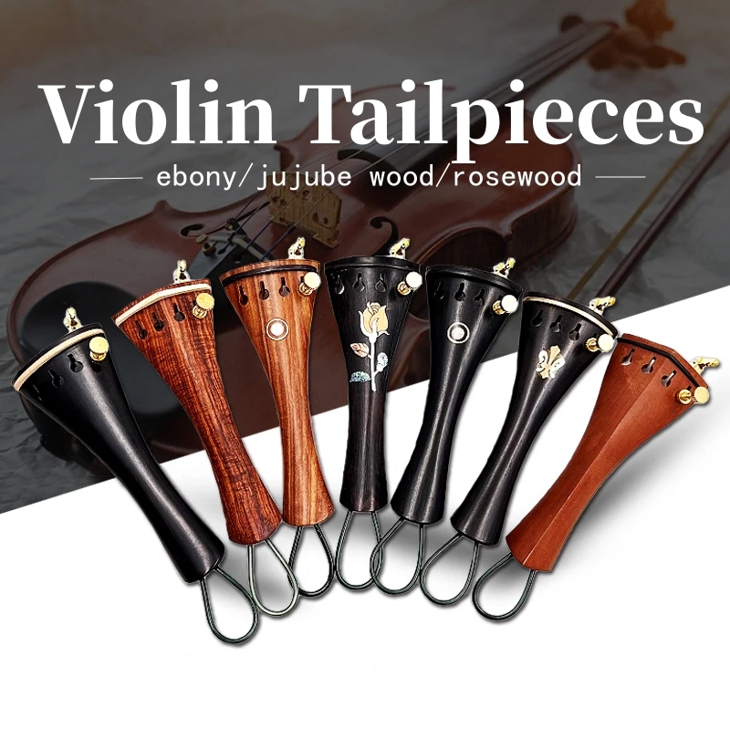 1pcs Violin Fiddle 4/4 Tailpieces, Top grade jujube wood/ebony wood/rosewood Tail Piece With Fine Tuners+Nylon Tailgut Tailcord