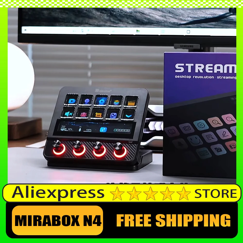 

Консоль визуализации Mirabox N4 Pro Streamdeck Визуальный настольный контроллер на заказ Контроллер создания RGB Мультимедийная клавиатура