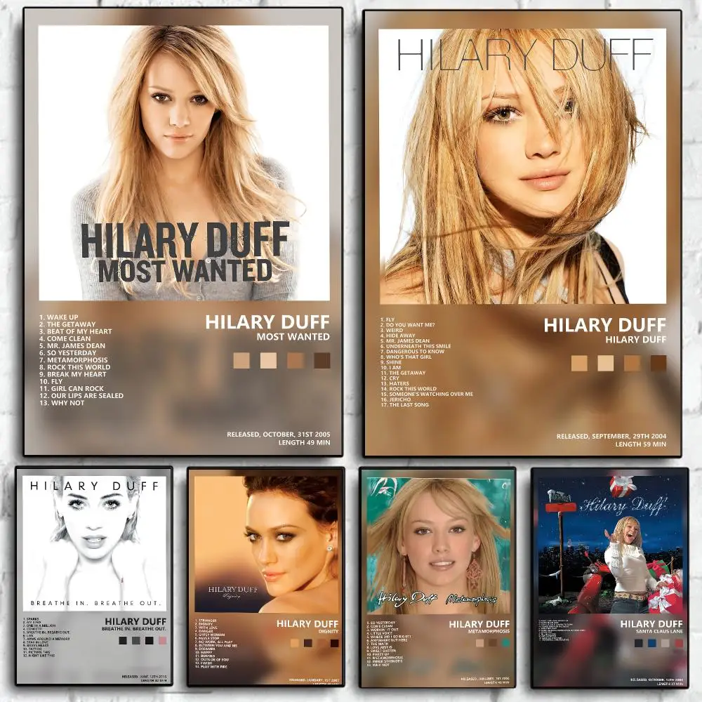 Pop Actor H-Hilary Duff Poster Self Adhesive Wall Art Decor for Bedroom Living Room Office Home Decor Gift