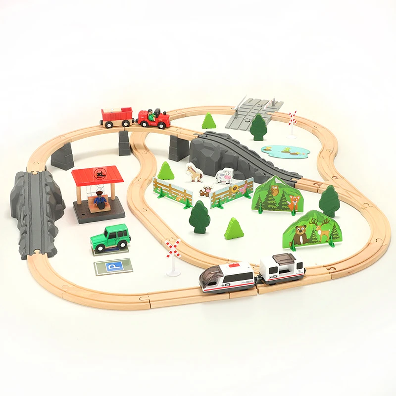 New Gift Train Car Combination Wooden 1:64 Child Wood Lectric Train Transport Compatible With Wooden Tracks Pd80