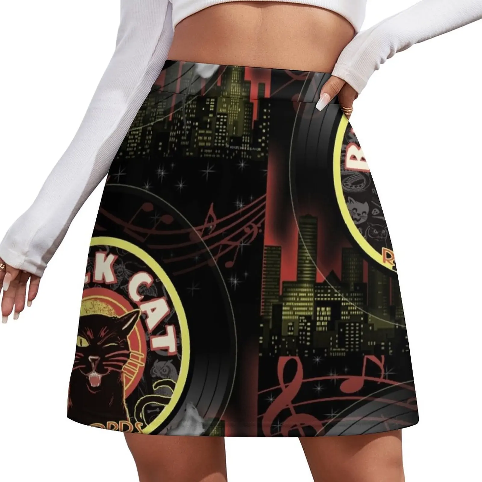 

Black Cat LP Art Deco Mini Skirt women's clothing summer 2025 novelties Woman skirts womans clothing Mini Skirt
