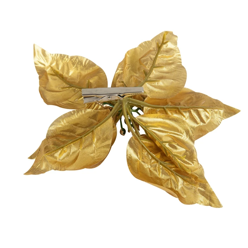 15 Stück künstliche Blumen, goldfarben, für Hochzeits-Scrapbooking, Handarbeiten, Heim- und Raumdekoration, Weihnachtsbaumgirlande, für den Außenbereich, DIY-Geschenk, Süßigkeitenbox. – Detail 7