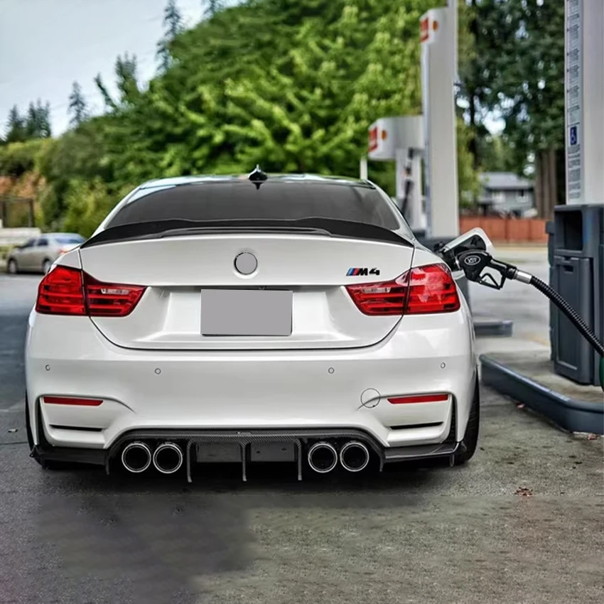 لسيارات BMW F80 M3 F82 F83 M4 الوفير 2014 - 2019 سيدان كوبيه للتحويل ألياف الكربون الحقيقية الناشر الخلفي الشفاه المفسد واقي مصد السيارة