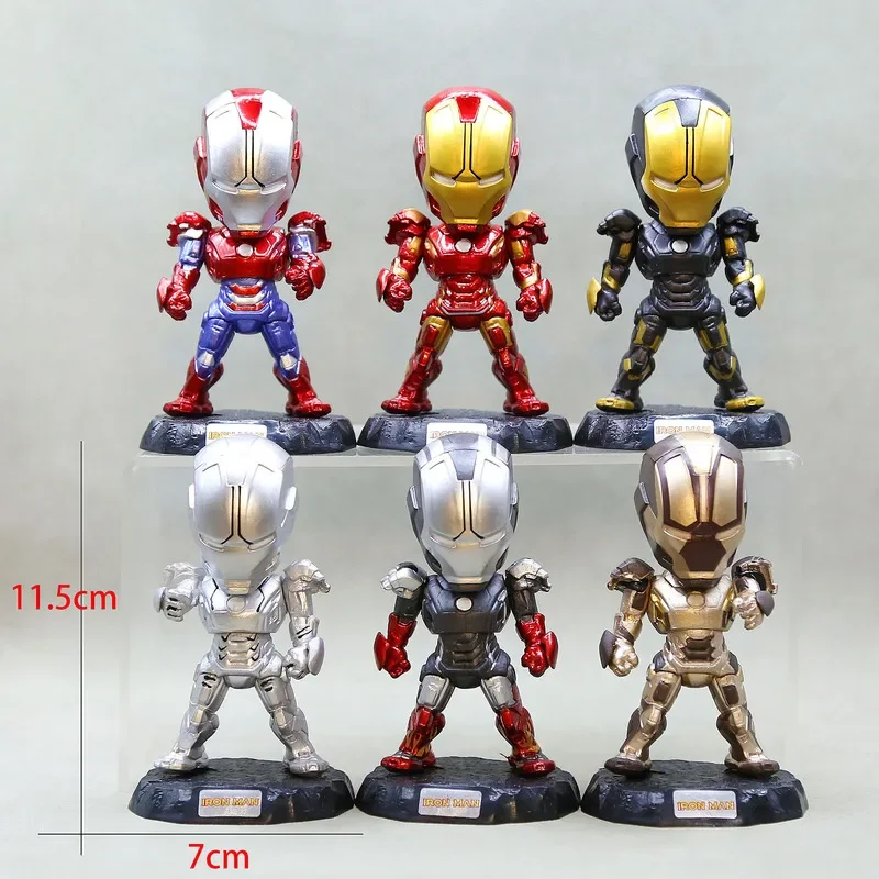 6 Iron Man Handheld Classic Mark15 Toy Model Twisted Egg Doll Grabber Desktop Decoration Ornament Set Of Eight Holiday Gifts