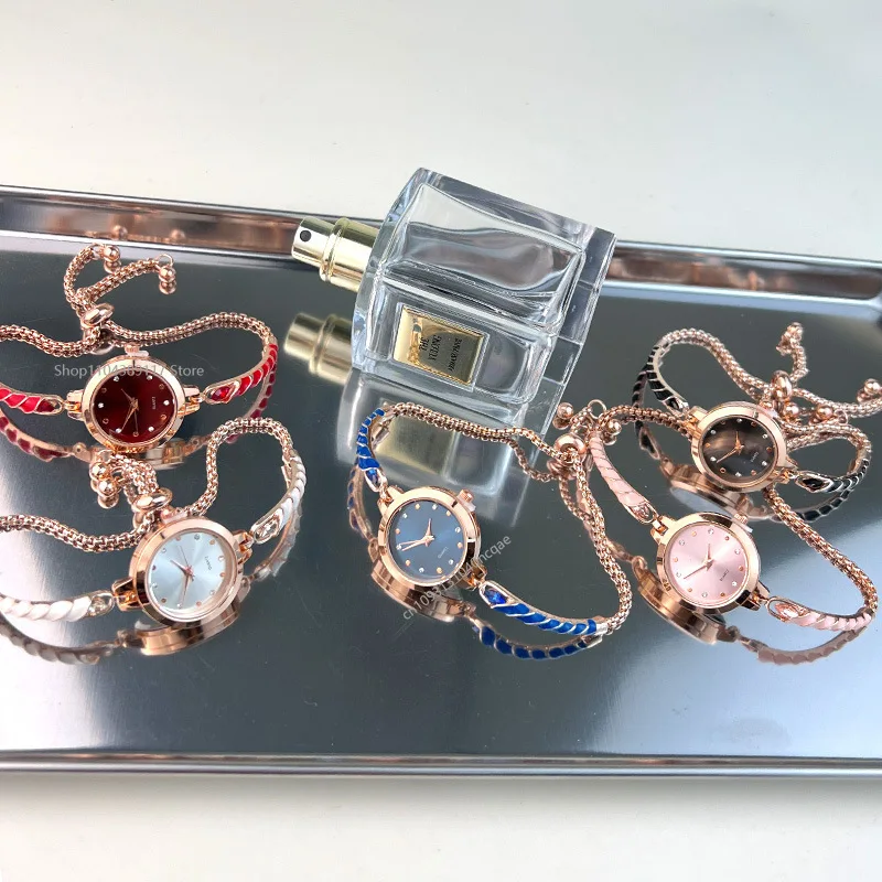Watch for Women Fashionable Colorful Drill Thin Band Drill Round Women Watch Adjustable Alloy Bracelet Watch Relojes Para Mujer