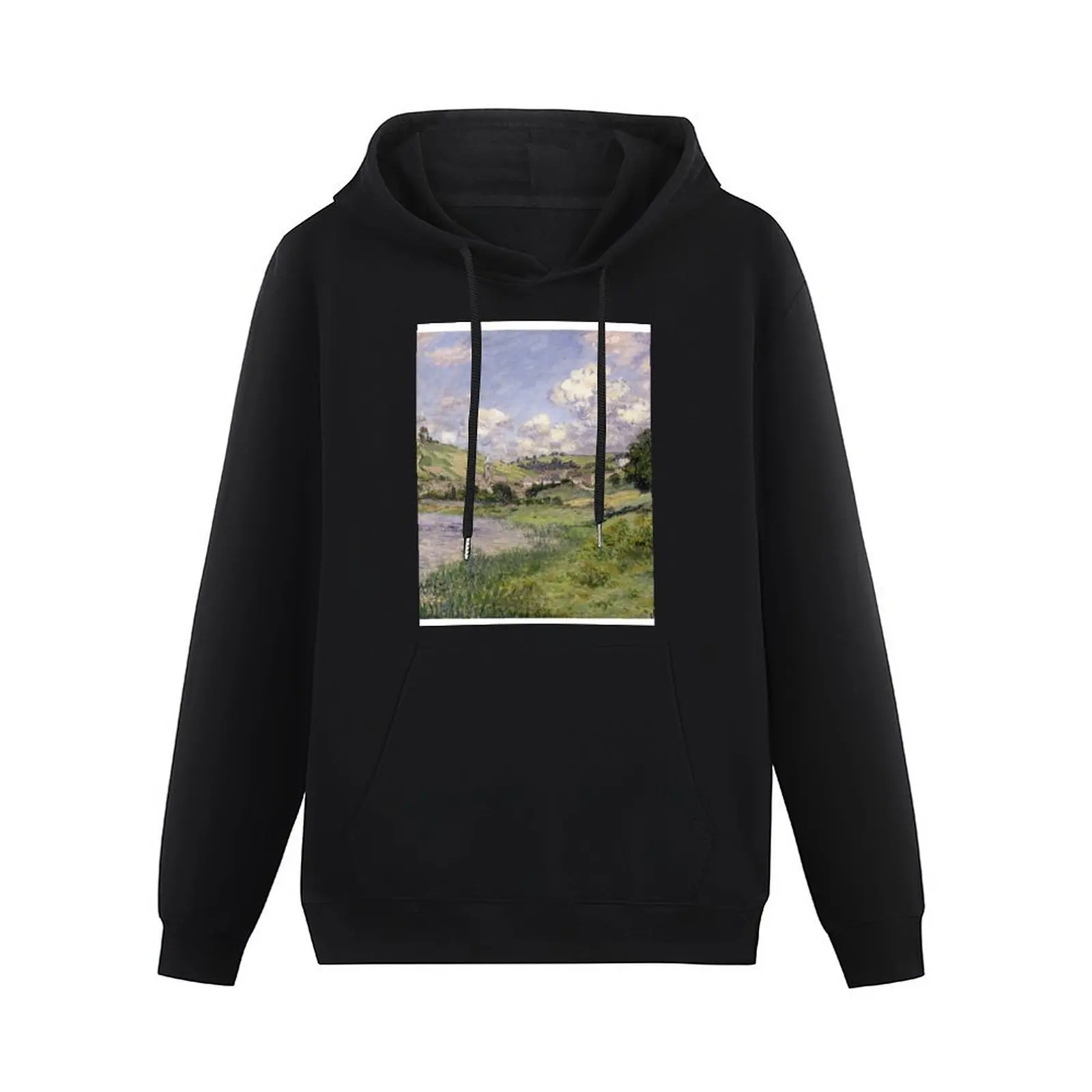 Claude Monet - Landscape, Vetheuil Pullover Hoodie men wear men's hoodies