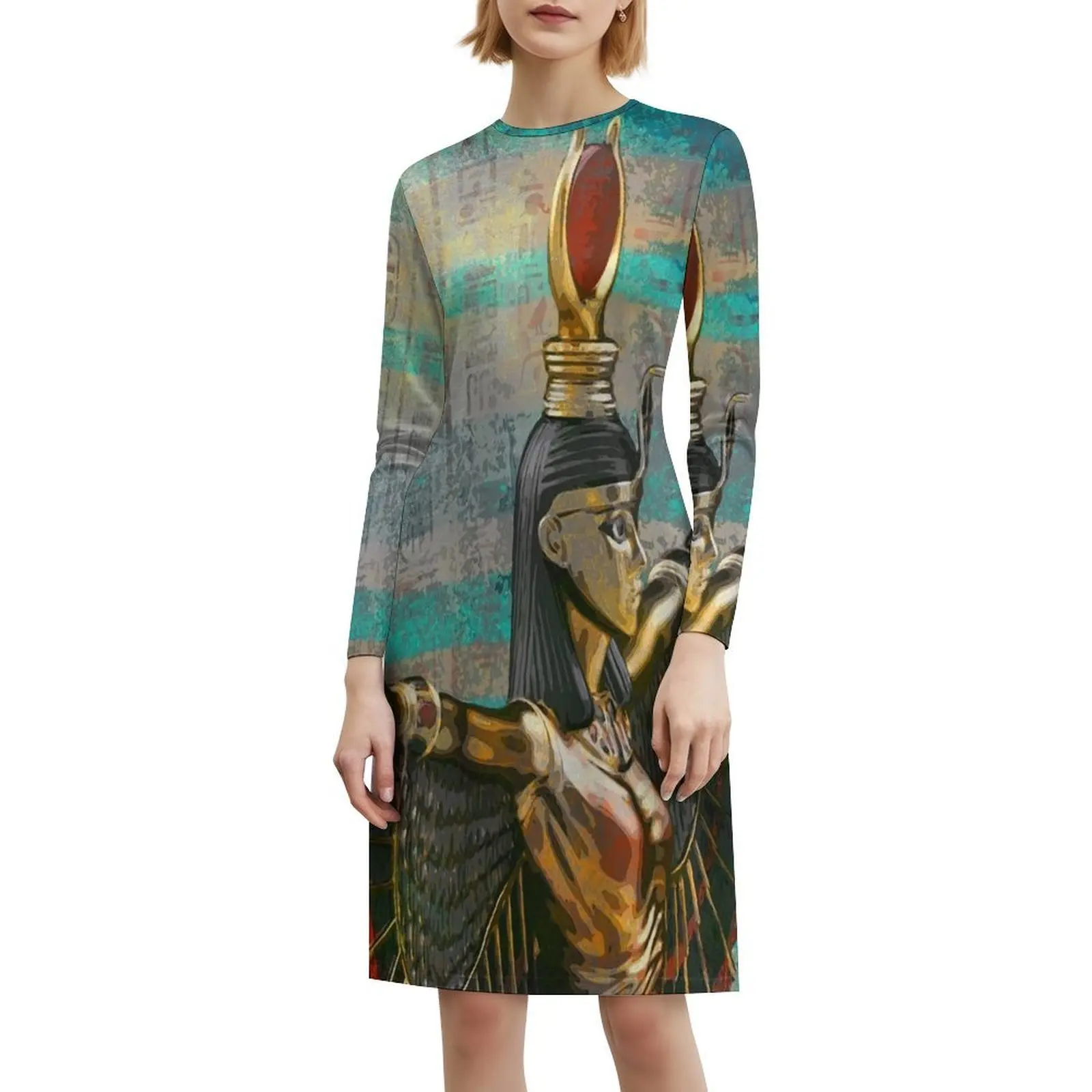 - فستان حفلات نسائي من Goddess of Egypt ملابس نادي مطبوعة عصرية للإناث آلهة مصر فرعون مصري عرقي #6