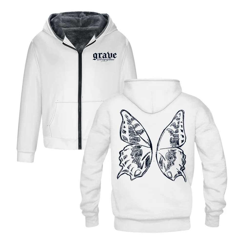 GF Avery Anna Grave قلنسوة بسحاب 2025 Let Go Letters Tour كم طويل ملابس الشارع الشهير الرجال النساء سترة سترات للجنسين معطف الشتاء