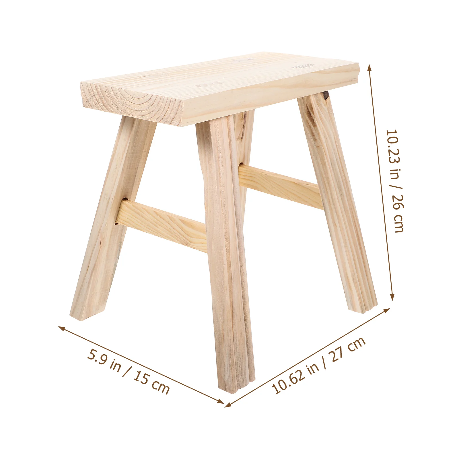 Petit tabouret en bois pour chaussures, coussretours de pied solide, brut, non peint, 27x15x26, mini