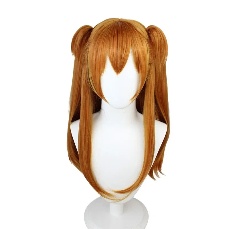 Eva asuka peruca cosplay laranja sintética longa reta peruca anime coser bonito menina resistente ao calor peruca de fibra festa diária