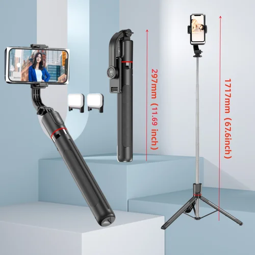 Monopé Con Obturador Remoto, Luz De Relleno Para Iphone,