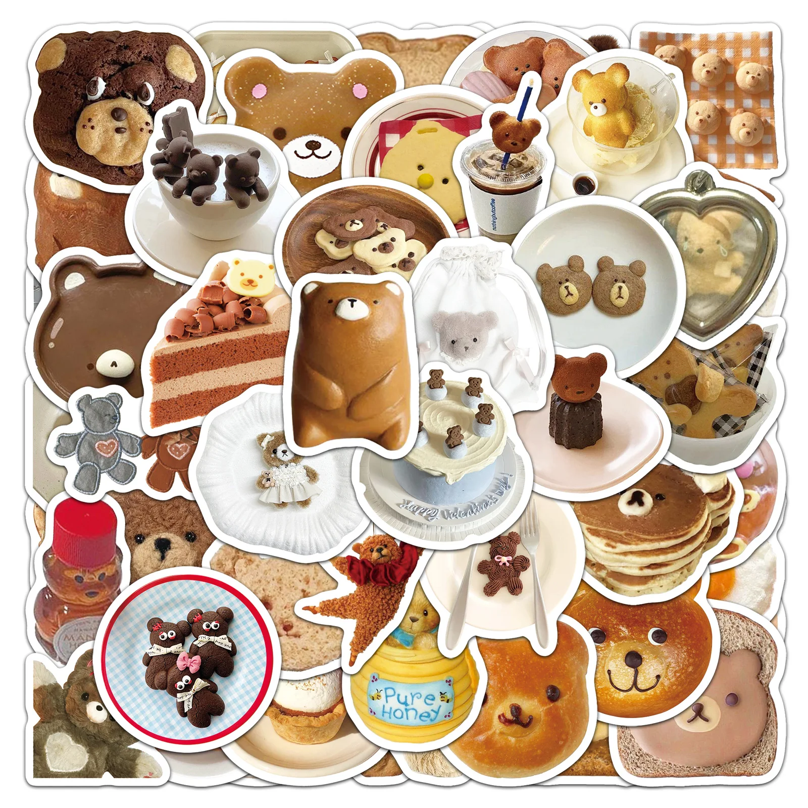 

50Pcs Cute Cartoon Kawaii Little Bear Series Cartoon Cute Waterproof Sticker Skateboarding Retro home decal Sticker