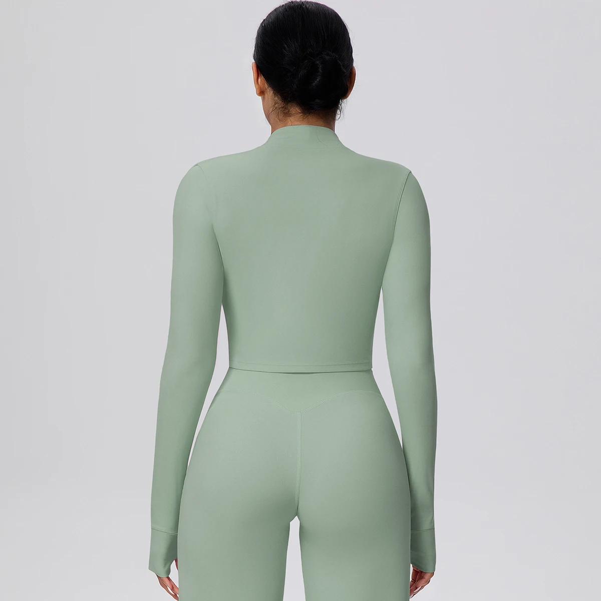 Short Sports Zipper Jacket Woman Summer Gym Fitness Sports Running Cycling Workout Top Thumbhole Design Quick Drying Yoga Top