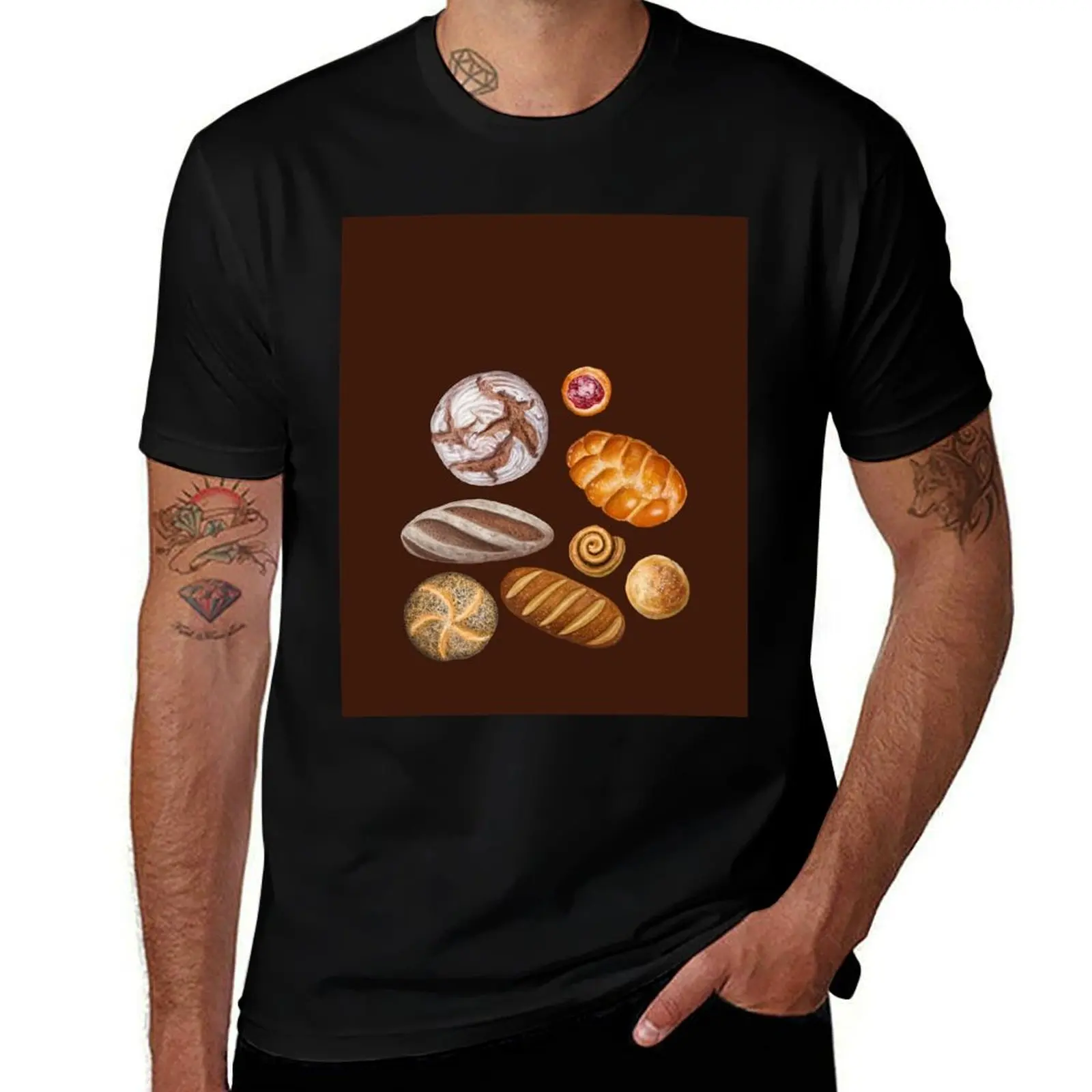 Bread and Pastries T-Shirt Comfortable Basic Crew Neck Tee T-Shirt